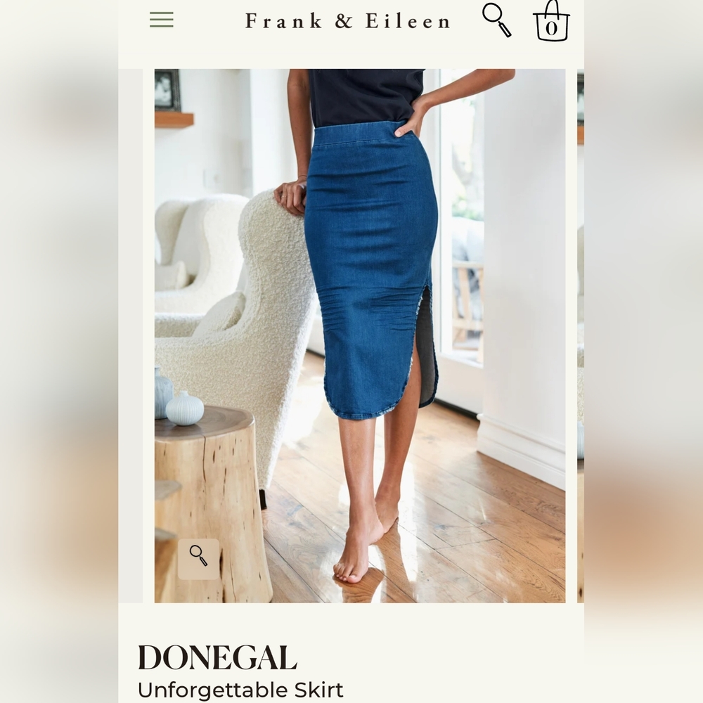 Frank & Eileen Donegal Denim slit skirt